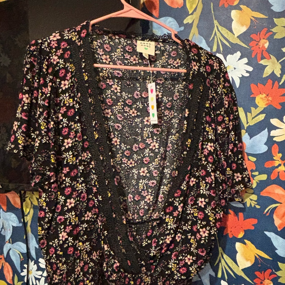 Floral Black Blouse
